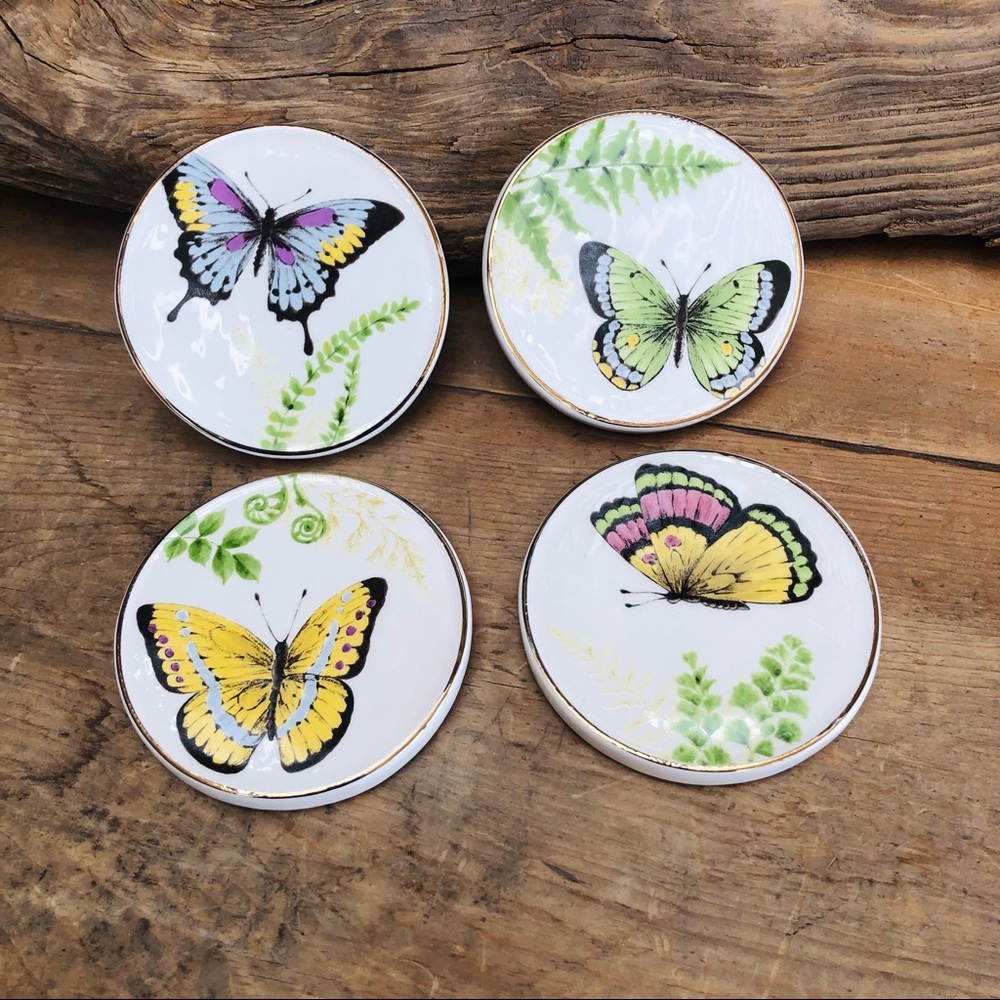 Pier 1 Butterfly Porcelain Coasters Set of 4